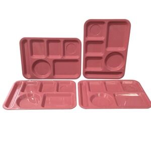 Vintage Cafeteria School Food Trays SiLite‎ 614 Vintage Set Of 4 Pink